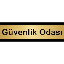 Güvenlik Odası 10x20cm Altın Renk Metal Yönlendirme Levhası