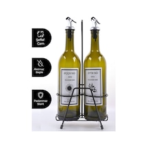 2 Adet Akıtmaz Amber 750 Ml Etiketli Yağlık Yağdanlık Ve Siyah St