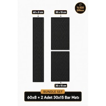 Siliconly 3 Lü %100 Silikon Bar Matı Seti 60x8 Cm + 2 Adet 30x15 Cm Kaydırmaz Mat