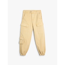 Koton Jogger Kargo Cepli Pantolon Düğmeli Pamuklu Bej 5wkg40004ad Ekru