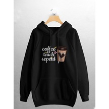 Macklin Unisex Kadın Erkek Coffe Baskılı Sweatshirt Siyah Mck0929 Siyah