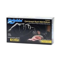 Dolphin Pudrasız Siyah Nitril Eldiven Orta M - 100 Adet