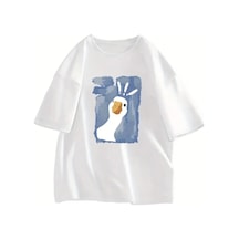 Tarzsokak Curious Duck Baskılı Beyaz