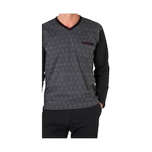 Pierre Cardin Erkek Kuzun Kollu V Yaka Pijama Takım 6110-siyah-s Çok Renkli