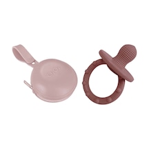 Oioi Silikon Gummy  Dişlik ve Pod Emzik Kutusu Bordo - Pembe