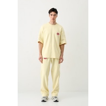 Oversize Baskılı Eşofman Takım V90-21 Sarı