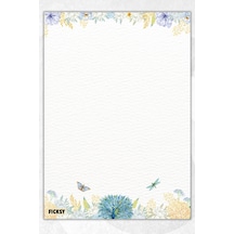 A5 Çiçek Bloknot Çizgisiz Defter - 50 Yaprak - Memopad - Notepad - Not Defteri - Not Kağıdı - 1307 Çok Renkli