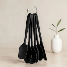 Hubrendy Tedarik 6 Parça Siyah Silikon Mutfak Seti 2 Kaşık, 3 Spatula, Yumurta Fırça Diğer