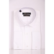 Aclassics Erkek Beyaz Slim Fit Saten Pamuk Cepsiz Gömlek