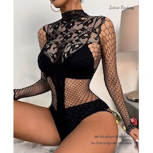 Intive Lingerie Intive Premium Limited Dekorarif Dantel Desenli Fileli Tasarım Li Siyah