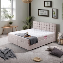 Venedik Çift Kişilik Baza Başlık Letto Yatak Seti - Krem 160 x 200
