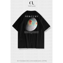 Nevermind Unisex Kadın Erkek Merkür Baskılı Özel Tasarım Oversize Siyah