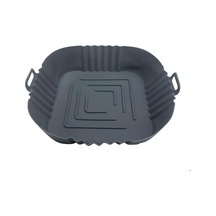 Buffer Renkli Isıya Dayanıklı Yıkanılabilir Silikon Fırın Ve Airfryer Kare Model Pişirme Matı 20 Cm Gri