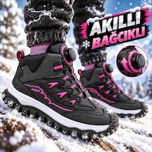 Promax Çocuk Kışlık Outdoor Akıllı Bağcıklı Siyah Fuşya Bot 32-37 Beyaz - Fuşya - Siyah