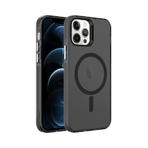 Zore İphone 12 Pro Uyumlu Ogaa Magsafe Şarj Özellikli Buzlu Transparan C-pro Sert Kılıf-siyah