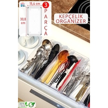 Color House 3 Adet Kepçelik Organizer Şeffaf Çekmece İçi Düzenleyici 30,8 Cm 15,4 Cm X3 Adet Şeffaf 30 X 49 Diğer