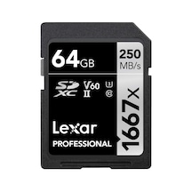 Professional 1667x Sd Kart 64 Gb, Sdxc Uhs-ıı Bellek Kartı, 250 Mb/s'ye Kadar Okuma, 120 Mb/s'ye Kadar Yazma, Sınıf 10, U3, V60, Sd İçin Profesyonel Fotoğrafçı, Videografer Lsd64gcb1667