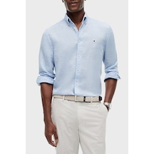 Tommy Hilfiger Keten Regular Fit Uzun Kollu Gömlek Erkek Gömlek Mw0mw41530 C1o Açık Mavi Açik Mavi