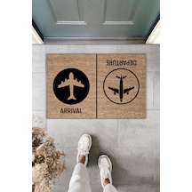 Rugmood Modern Dijital Baskı Paspas - Uçak Paspas - Kapı Önü Paspası 70x45cm Kahverengi