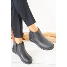 Castle Black 42759 Hakiki Deri Ortopedik Taban Anne Bot Siyah