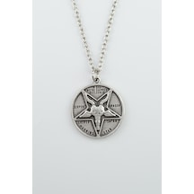 Lucifer Morning Star Antik Gümüş Kaplama Unisex Kolye  60 CM Gümüş