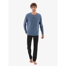 Erkek Pijama Takımı 40781 - Mavi Mavi