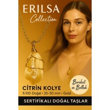 Sertifikalı Tel Sargılı Doğal Ham Sitirin Taşı Kolye Altın Kaplama Bereket Ve  Taşı Renkli