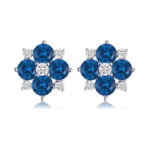 Brezza Lusso Jewelry Safir Taşlı Elegant Stylish Night Kadın Gümüş Küpe