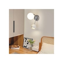 Modern Aplik Çift Yönlü E27 Mat Opal Cam Gu10 Küre Krom Kaplama Gövde Os Ram Tasarruflu Led Siyah