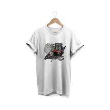 Route 66 Baskılı Beyaz T-shirt Beyaz