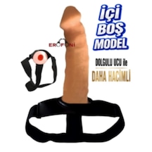 Erofoni Süper Realistik Ucu 6 Cm Dolgulu 18 Cm İçi Boş Belden Bağlamalı Strapon Takma Dildo Penis