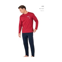 Pierre Cardin 6103 Erkek Uzun Kollu Bisiklet Yaka Pijama Takımı-bordo Bordo