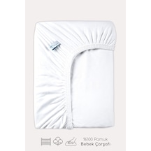 %100 Pamuk Lastikli Bebek Çarşafı 60x120cm Beyaz - 933481723