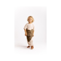 Oliven The Kid İki Renkli Keten Erkek Çocuk Pantolon Caramel Caramel Kahverengi