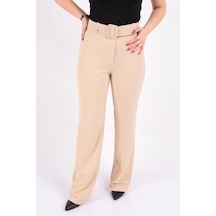 Tulin Tülin K24-12002 Kadın Örme Kemerli Pantolon Ss K24-12002-R0919 Krem
