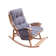 Enda Home Mosso Çift Minderli Ahşap Sallanan Sandalye Tv Baba Koltuğu Dinlenme Koltuğu Gri - Krem