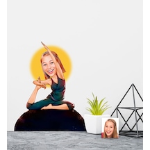 Kişiye Özel Bayan Yoga Karikatürlü Duvar Sticker 50X70CM 2