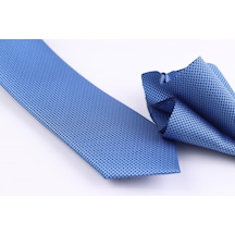 Demfashion Özel Desenli Kravat Mendil Seti - Mavi (538523381) Mavi
