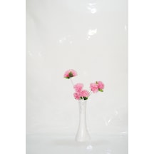40 Cm Beyaz Delikli Vazo Pembe Demet Çiçek