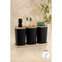 Safir Bambu 3'lü Set Siyah Siyah