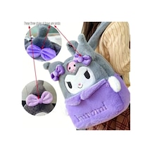 Sanrio Kuromi Sırt Çantası Büyük Kapasiteli, Peluş Detaylı Sevimli Karikatür Tasarım, Günlük Kullanım & Hed Çok Renkli