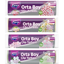 Orta Boy Büzgülü Çöp Torbası Paketi Çilek, Limon, Yasemin Ve Kiraz Çiçeği Kokulu