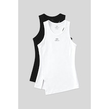 Tommylife Standart Kalıp O Yaka 2li Paket Siyah-beyaz Kadın Spor Atlet - 97256 Siyah - Beyaz