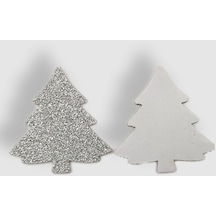 Roco Paper Simli Eva Sticker Gümüş Çam Desenli 5cm 12 Li Paket