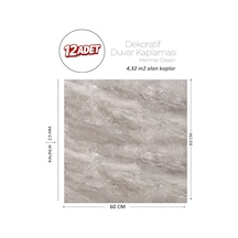 60x60 Cm Kendinden Yapışkanlı Duvar,banyo,tezgah Arası Gri Mermer-12 Adet 8808-60-12