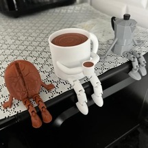 Kahve Dekoratif Biblo Seti, 3 Parça, Moka Pot, Kahve Çekirdeği Ve Fincan, Masaüstü Süs