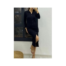 Çınar Boutique Ottomat Kumaş Elbise Siyah Siyah