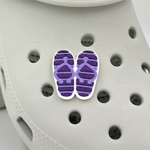 Crocs Terlik Süsü Ve Aksesuarı , Çanta Süsü Jibbitz Parmak Arası Terlik 08 Görsel Logo Aksesuar Mor-lila-beyaz