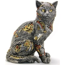 Steampunk Polyester Kedi Figürü Model 2 Çok Renkli