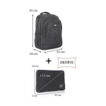 Case Club 2114 Büyük Laptop Sırt Çantası 17 İnç Kılıf Hediyeli Günlük Okul Sırt Çantası Siyah